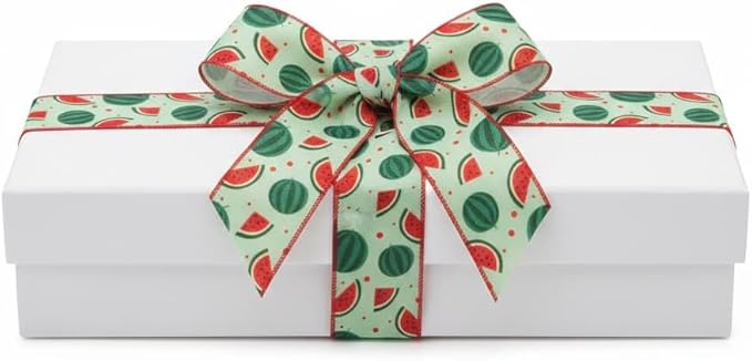 4 Rolls Watermelon Ribbon 20 Yards 2.5 Inch Summer Wired Edge Burlap Craft Ribbons for Wreath DIY Gift Wrapping Party Baby Shower Bow Decoration