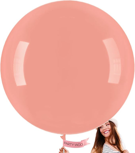 PartyWoo Dusty Pink Balloons 4pcs 36 Inch Blush Pink Dusty Rose Boho Netural Latex Helium Balloons for Wedding Baby Shower Anniversary Princess Girl Birthday Party Butterfly Theme Decorations Pink-F01