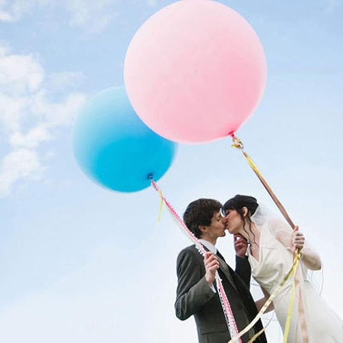 36 Inch Giant Latex Balloons, Standard Light Blue Round Balloons for Birthdays Weddings Receptions Festival Party Decoration, 5 Pcs