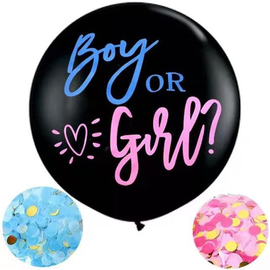 Gender reveal balloon, Gender Reveal Party,Biodegradable, 2pcs Gender Reveal Confetti with Pink and Blue Confetti, 36 Inch Black Gender Reveal Balloons for revelacion de sexo de bebe