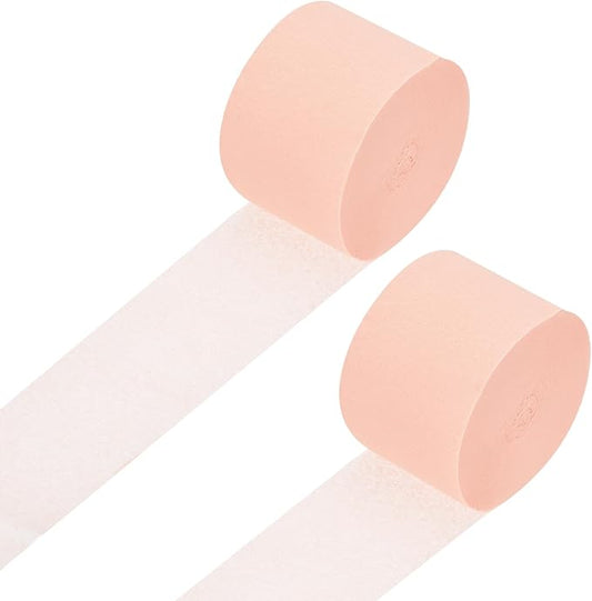 Crepe Paper Roll, Peach Pink Crepe Paper Streamers Sheets, [for Party Streamer Decorations, Birthday Party] - 1.8 Inch x 82 ft / 2 Roll