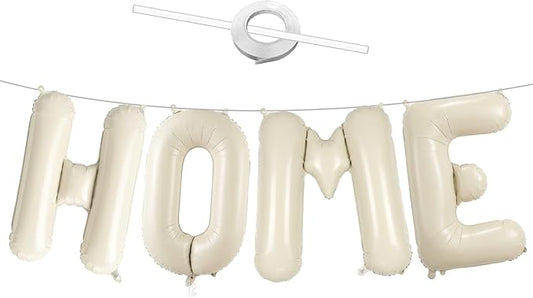 Beige HOME Balloons, 40 Inch Welcome HOME Cream White Letter Balloon for Housewarming Decoration, Large White Foil Letter Balloons Sign for Sweet Homecoming Party, Balloon Banner for Party Supplies
