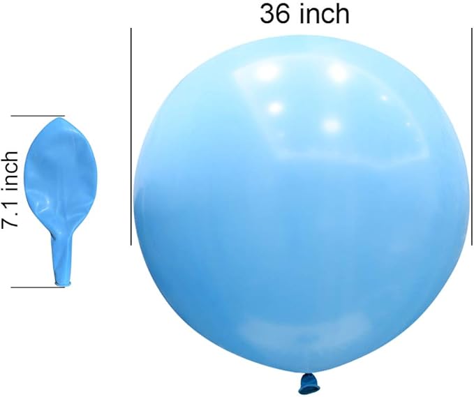 36 Inch Giant Latex Balloons, Standard Light Blue Round Balloons for Birthdays Weddings Receptions Festival Party Decoration, 5 Pcs