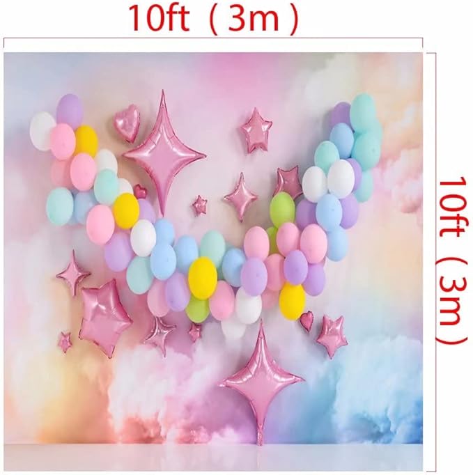 Kate 10x10ft Birthday Backdrop for Girls Children Colorful Balloon Photography Background Party Decoration