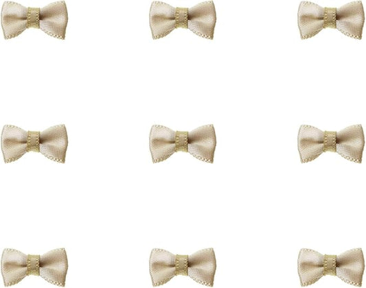 Tupalizy Mini Satin Ribbon Bows Small Craft Sewing Fabric Bows for Christmas Decoration Bow Ties Scrapbook Gift Bags Boxes Greeting Invitation Cards Wedding Party Favor, 20x10mm, 50PCS (Coffee)