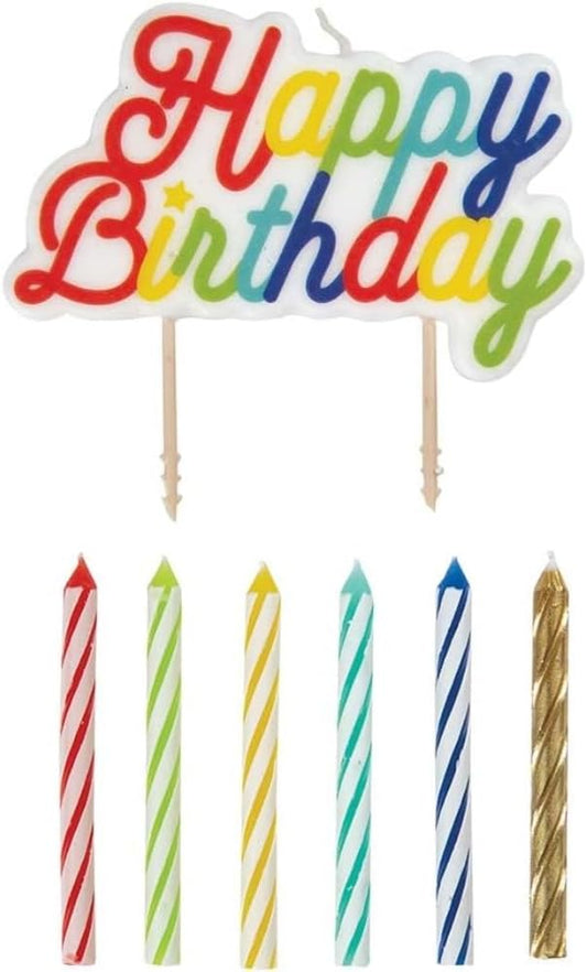 Vibrant Multi-Colored Birthday Candle Set with Large "Happy Birthday" Pick - (Pack of 13) - Premium Quality & Eye-Catching Design - Great for All Ages & Celebrations