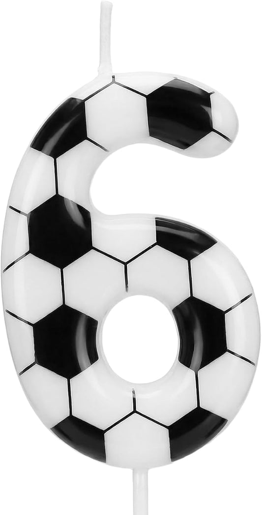 Soccer Number 6 Birthday Candle, 6th Birthday Candle Sport-Theme Cake Topper, Soccer Theme Party Decorations for Boys Girls, Party Supplies Birthday Gifts