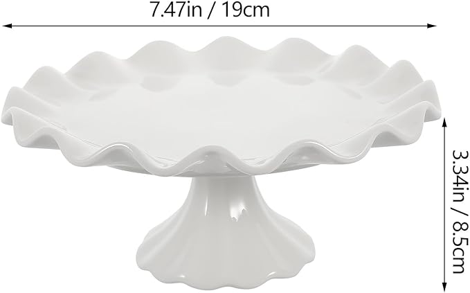 Ciieeo Porcelain Cake Stand Round Dessert Stand White Ceramic Pedestal Bowl Fruit Display Holder for Wedding Birthday Parties 7.5 Inches