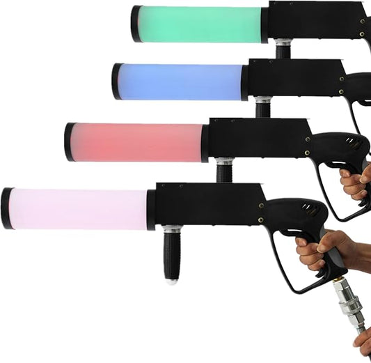 CO2 Jet Machine 33ft Spraying RGB LED Light Cryo Cannon Gun Stage Effect Smoke Fog Club Bar DJ Effects with 10ft Hose, 26''x6''x3'',(BIFKH548151US)