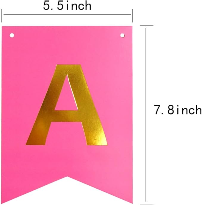 Letjolt Happy Birthday Banner Pure Roseo Party Signs Golden Sparkle Bunting Funny Supplies for Girls Birthday Party Decorations 13 Pieces