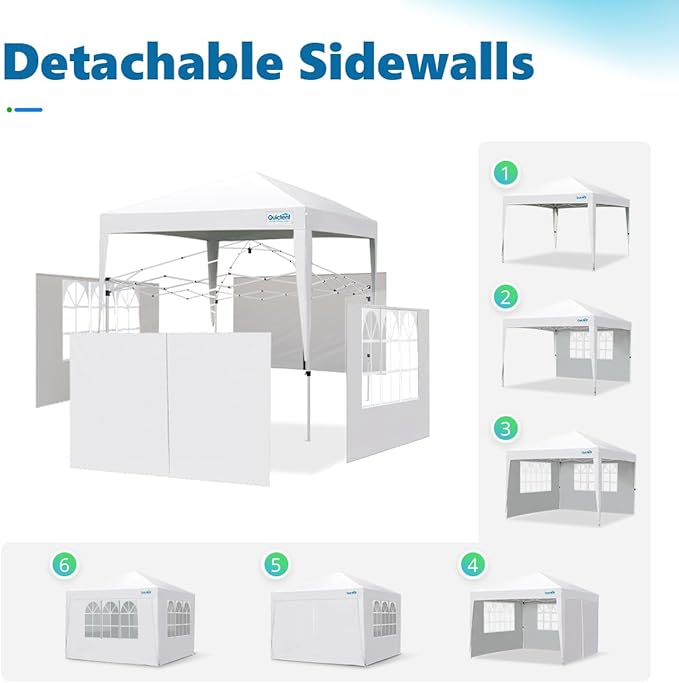 Quictent Easy Pop up Canopy Tent 10'x10' with 4 Detachable Window Sidewalls, One Person Setup, Waterproof Outdoor Portable Vendor Event Tent Shelter Enclosed, Wheeled Bag Included