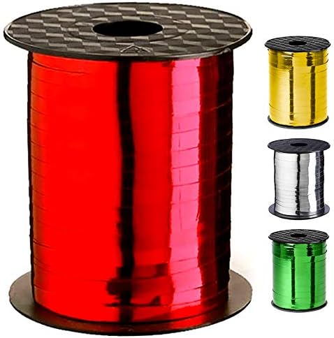 Red Curling Ribbon Christmas Valentine Clearance Metallic Crimped Iridescent for Holiday Gift Wrap, Sparkling Party Decoration, School, Crafts & Floral Valentines Day