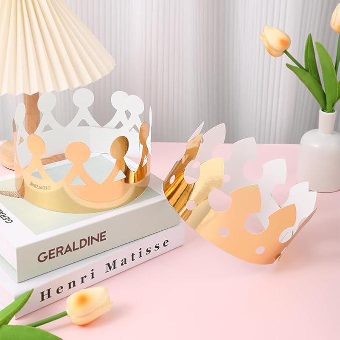 40 Pieces Paper Crowns Gold Foil Party Crown Paper King Hats Cap for Birthday Celebration Baby Shower Photo Props