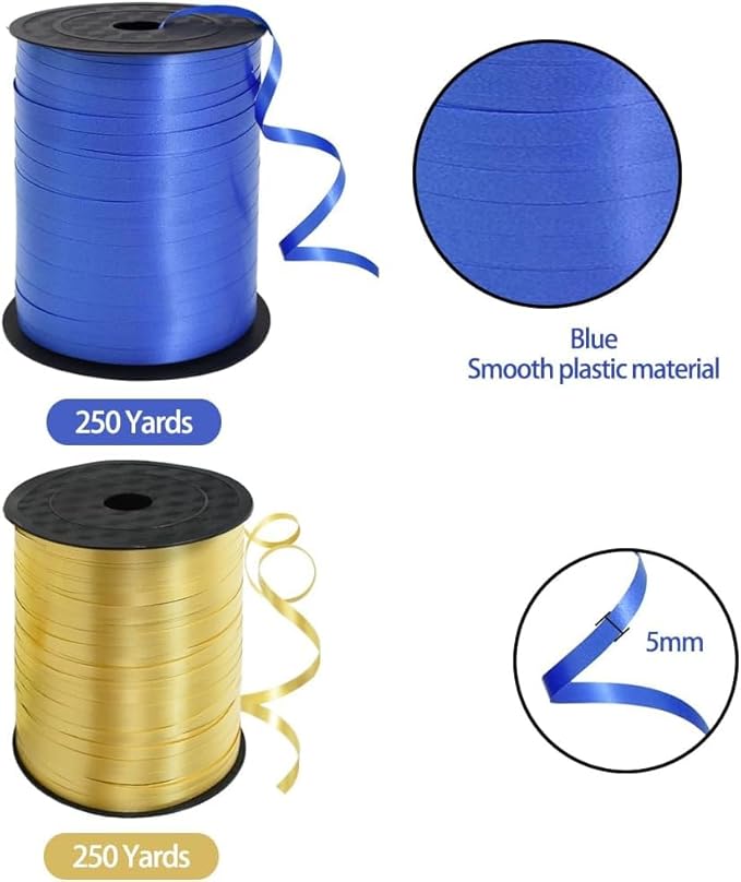 TONIFUL 500 Yards Curling Ribbon-Balloon Ribbon-Balloon String for Art&Craft Decor,Gift Wrapping,Ribbons and Bows for Christmas New Year Birthday Gifts Graduation Supplies (Blue and Gold)