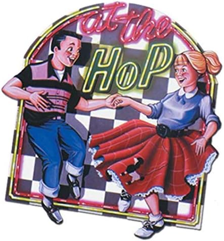 Beistle Fabulous 50’s Cutouts – 4 Pack, Double-Sided Retro Rock & Roll Decorations with Drive-In, Jukebox, Record, and Dance Scene Designs, Vintage Party Décor for 1950’s Themed Events, 14”–16½”