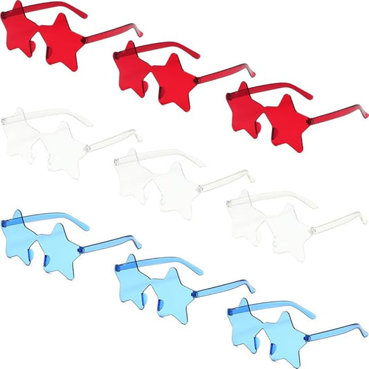 9 Pack Star Sunglasses, Colorful Rimless Star Shaped Glasses, Unisex Party Favors Supplies for Beach, Pool, Outdoors