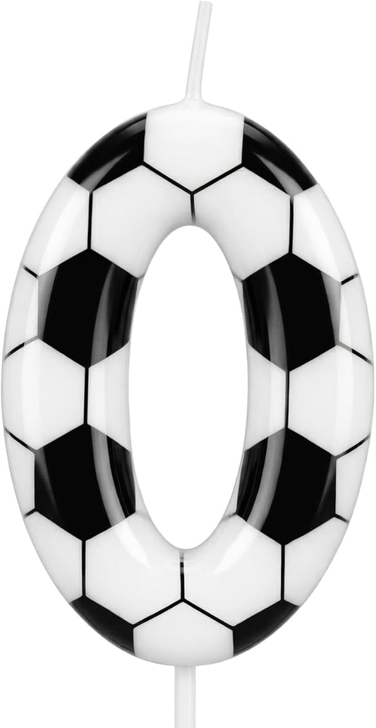 Soccer Number 0 Birthday Candle, Birthday Candle Sport-Theme Cake Topper, Soccer Theme Party Decorations for Boys Girls, Party Supplies Birthday Gifts