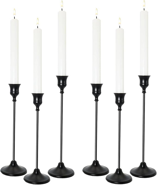 Candlestick Holders, Black Metal Taper Candle Holder, Vintage Candle Holders for Pillar Candles, Table Mantel Wedding Festive Decor Party Party Decor Christmas Decorations, Set of 6