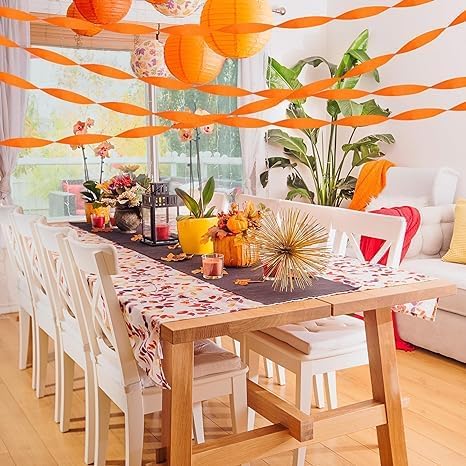 6 Rolls Crepe Paper Streamers, Orange Streamers for Party Decorations, Wedding Decorations, Birthday Decorations, Baby Shower Decorations (1.8 Inch x 82 Ft/Roll)