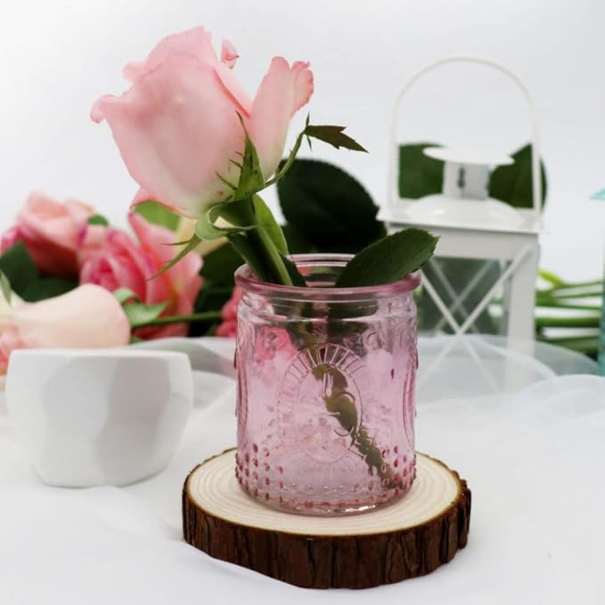 Kate Aspen Tea Light Holder, Vintage Pink Glass Tealight Candle Holders, Perfect Favors Decoration fpr Wedding, Bachelorette, Bridal Shower - (6 Sets of 4, 24 Pieces)