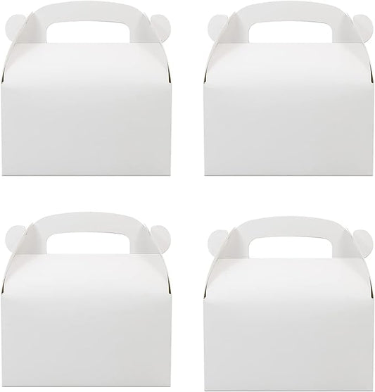 30-Pack White Party Favor Treat Boxes, Goodie Gable Paper Gift Boxes with Handles. Perfect for Wedding, Birthday, Graduation, Babyshower.