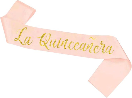 La Quinceañera Satin Sash, 15th Birthday Sash, 15 Years Old Gifts Party Supplies,,Happy15th Birthday Party Decoration (Pink)
