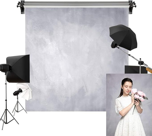 Kate 10x10ft/3x3m Light Grey Backdrop for Photography Retro Textured Abstract Photoshoot Background Photo Video Studio Props