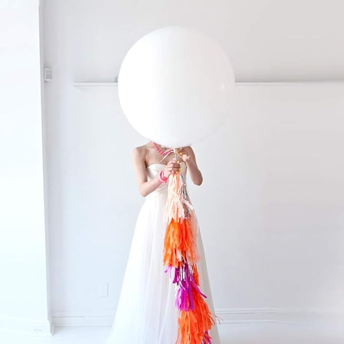 36 Inch Giant Latex Balloons, Standard White Round Balloons for Birthdays Weddings Receptions Festival Party Decoration, Pack of 5 Pcs