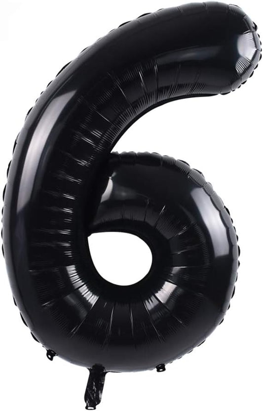 TONIFUL 40 Inch Black Large Numbers 0-9,Number 6 Digital 6 Helium Balloons,Foil Mylar Big Number Balloons for 2026 Graduation 2026 New Year Eve Birthday Party supplies Decorations