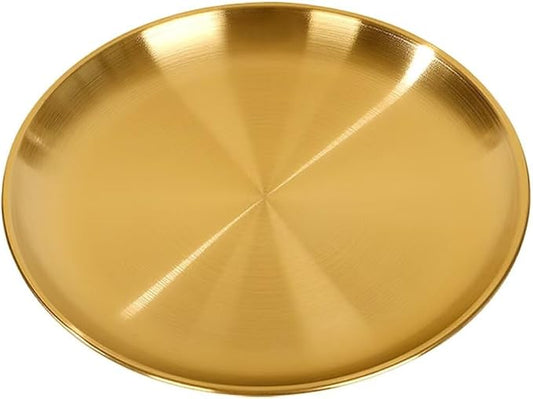 Serving Trays 14.2in Stainless Steel Decorative Tray Round Gold Tray for Kitchen Wedding Party Coffee Table