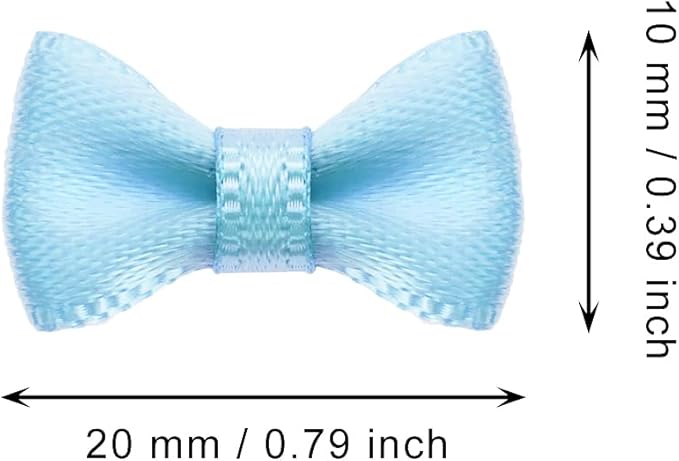 Tupalizy Mini Satin Ribbon Bows Small Craft Sewing Fabric Bows for Christmas Decoration Bow Ties Scrapbook Gift Bags Boxes Greeting Invitation Cards Wedding Party Favor, 20x10mm, 50PCS (Blue)