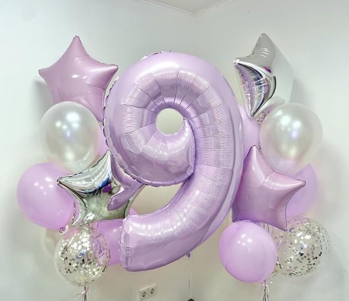 Light Purple Number 21 Balloons for Her, 40 Inch Pastel Lavender Foil Number 2 & 1 Balloons for Women, 21st Birthday Balloons for 21 Year Old Girls 12th Anniversary Birthday Party Decorations Supplies