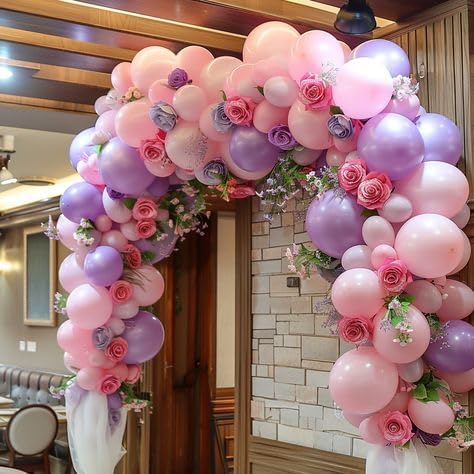 Pink and Purple Balloons, Pastel Pale Pink Light Purple Lilac Transparent Star Latex Balloon With Iridescent Heart Lavender Star Foil Balloons for Kpop Birthday Party Baby Shower Princess Decorations