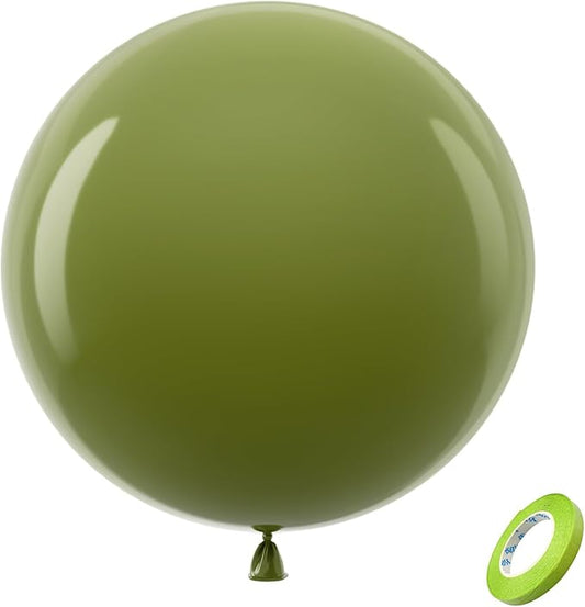 Bezente Sage Green Giant Balloons 36 Inch - 8 Pack Jumbo Green Balloons Large Round Olive Green Latex Balloons for Birthday Bridal Shower Wedding Graduation Anniversary Safari Jungle Party Decorations