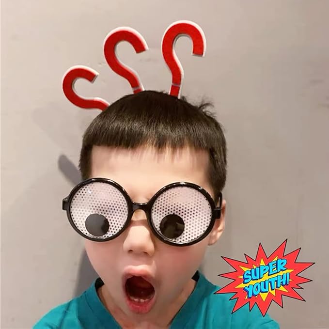 4pcs Googly Eyes Glasses, Cosplay Party Glasses, Funny Glasses with Vertigo Effect Party, Shaking Costume Eyes Glass