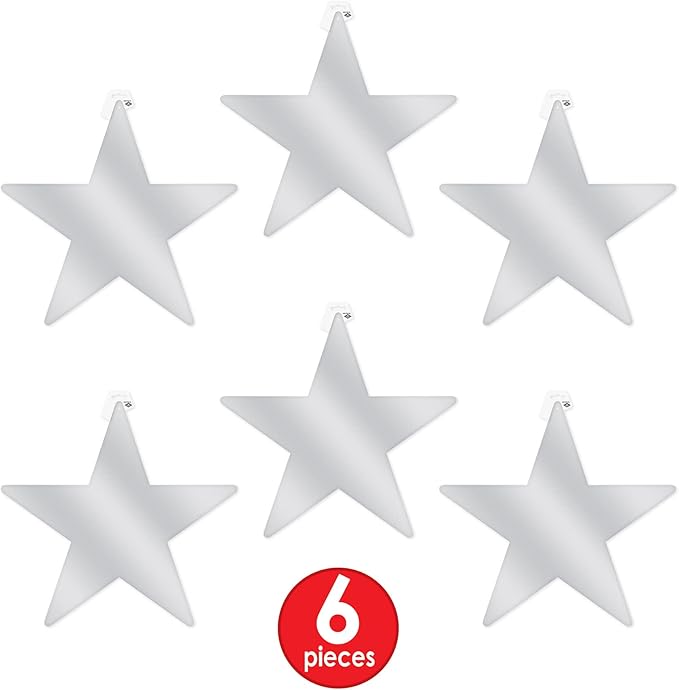Beistle , 6 Piece Jumbo Foil Star Cutouts, 20" (Silver)