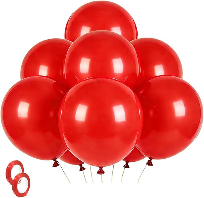 Red Balloons Red Birthday Decorations 30 Pack 18 inch Round Latex Balloons for Wedding Anniversary Birthday Valentine's 4th of July Independence Memorial Day Patriotic Party Decorations