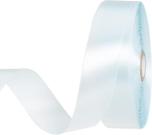 YASEO 1 Inch Light Blue Solid Satin Ribbon, 50 Yards Craft Fabric Ribbon for Gift Wrapping Floral Bouquets Wedding Party Decoration
