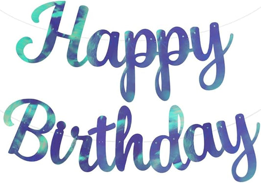 BEISHIDA Double-Sided Rainbow Blue Happy Birthday Banner - NO DIY,10Feet,Pre-Strung Birthday Party Decorations Birthday Backdrop Sign Garland Happy Birthday Decorations for Women