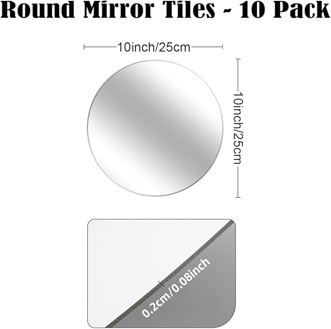 10 Pack Round Mirror Centerpieces for Tables Decorations, 10" Acrylic Circle Mirror Centerpieces Mirror Tray Candle Plate Centerpiece for Wedding Table Decorations Wall Decor (Round, 10inch)