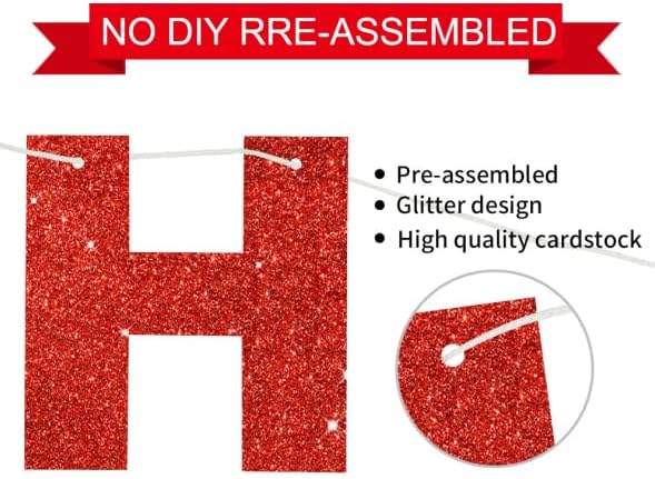 BEISHIDA Happy Birthday Banner - Pre-Strung No DIY Birthday Decorations - Happy Birthday Sign - Birthday Banner for Women, Kids - Backdrop Red