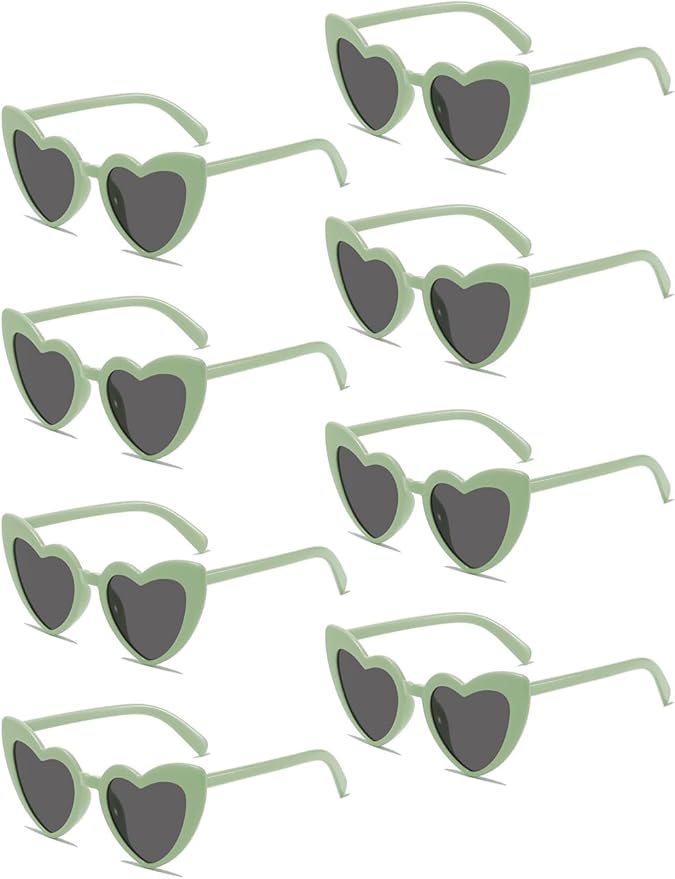 8 Pack Heart Sunglasses Vintage Cat Eye Heart Glasses Retro Bachelorette Bride Sunglasses Bulk for Women