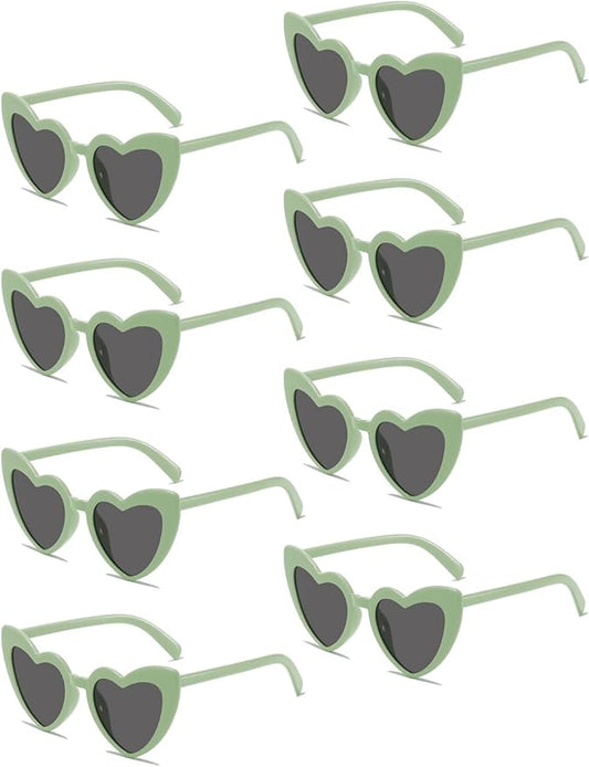 8 Pack Heart Sunglasses Vintage Cat Eye Heart Glasses Retro Bachelorette Bride Sunglasses Bulk for Women