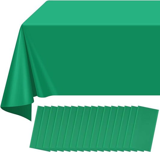 16 Pack Green Plastic Tablecloth for Rectangle Tables, Premium Decorative Green Disposable Table Cloths for Parties, Rectangle Party Table Cover for Birthday Anniversary Graduation Picnic, 54x108 Inch
