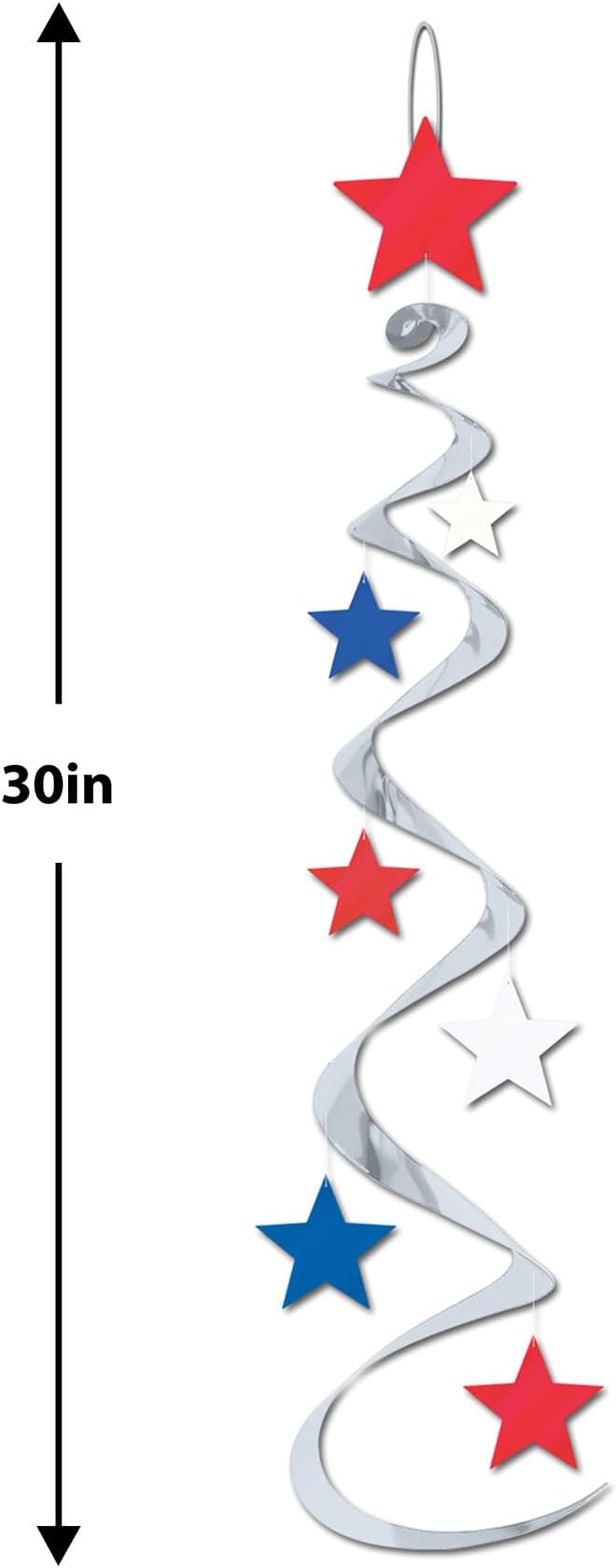 Beistle Red, Silver & Blue Star Whirls, Hanging Patriotic Decorations, USA Party Supplies, Fourth of July, Memorial Day & Themed Holiday Decor