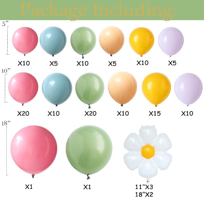 Daisy Flower Balloon Arch Kit Pink and Green Yellow WildFlower Balloons for Wild Flower Baby in Bloom Baby Shower Spring Daisy Theme Birthday Party Decorations
