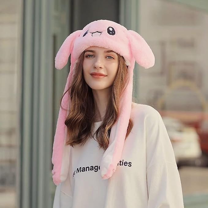 umbresen Bunny Hat Ear Moving Jumping Rabbit Hat Funny Plush Cap for Kids