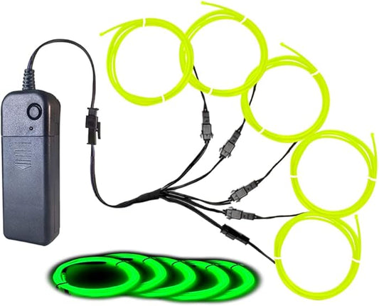 Neon Light 5-in-1 Meter Wire,Portable Battery Pack with Decorative Wire, Suitable for Birthday Parties, Thanksgiving, and Other Occasions (Lime Green)