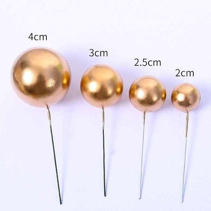 Mini Balloon Cake Toppers Round Gold Ball Cupcake Toppers Cake Decorations for Birthday Wedding Anniversary Valentines Party Cake Decoration Supplies 25 PCS (Gold)