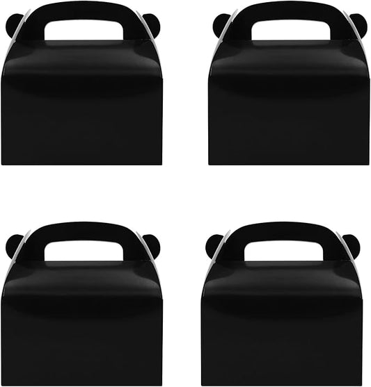 30-Pack Black Party Favor Treat Boxes, Goodie Boxes, Gable Paper Gift Boxes with Handles. Perfect for Birthday, Baby Shower and Any Fun Party Decoration Supplies.